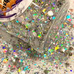 DISCO BALL HOLO Jumbo to Fine Glitter Mix / 1.75 oz. Bottle / Silver Holographic / Nail art / Chunky Opaque / Dazzling Bling