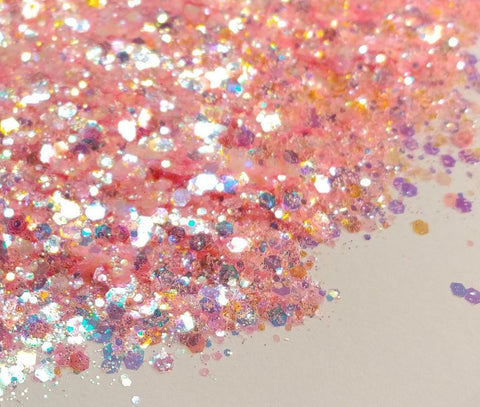 NEW! Flirty - Iridescent Glitter Mix - 1.75 oz Bottle Chunky to Fine / Peach Color Shift /Glitter Tumbler / DIY Ornaments / Gifts