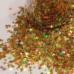 4-POINT STARS Gold HOLO Glitter Shapes / Holographic / 1/2 oz Jar - 2mm and 4mm Mix / Nail Art / Disco Star