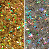 4-POINT STARS Gold HOLO Glitter Shapes / Holographic / 1/2 oz Jar - 2mm and 4mm Mix / Nail Art / Disco Star