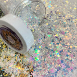 New! SNOW DANCE - Glitter Blend / Iridescent Mirror White / Sparkling Snowflakes Stars Hearts / Exclusive Winter Wonderland