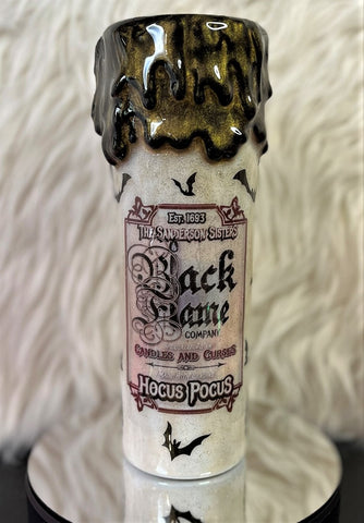 Black Flame Candle Tumbler / Custom Stainless / Hocus Pocus / Personalizable