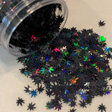 BLACK MAGIC HOLO Ganja Leaf Glitter Shapes / 5mm Hemp Cannabis Pot Leaf / Holographic Marijuana Weed Sequins