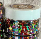 DOGGIE BONES Glitter Shape Mix / Stripe Holographic Rainbow Color / 1/3 or 1 oz. Jars / 3x7mm Nail Art / Snow Globe Shaker / Fur Babies