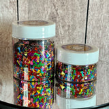 DOGGIE BONES Glitter Shape Mix / Stripe Holographic Rainbow Color / 1/3 or 1 oz. Jars / 3x7mm Nail Art / Snow Globe Shaker / Fur Babies