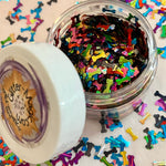 DOGGIE BONES Glitter Shape Mix / Stripe Holographic Rainbow Color / 1/3 or 1 oz. Jars / 3x7mm Nail Art / Snow Globe Shaker / Fur Babies