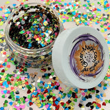 RAINBOW HEARTS Glitter Shape Mix / Stripe Holographic Colors / 1/2 or 1.25 oz. Jars / 4mm Nail Art / Snow Globe / D I Y Jewelry / Shakers