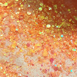 Coral Mist Iridescent Glitter Chunky to Fine Mix  / Translucent Color Shift Orange / Vivid Under Black Light