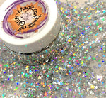 Disco Star Hex Mix #1 - Silver Holo Glitter Mix / 1/2 oz Jar / Holographic Nail Art Shapes