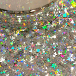 Disco Star Hex Mix #1 - Silver Holo Glitter Mix / 1/2 oz Jar / Holographic Nail Art Shapes