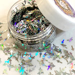 SILVER HOLO CROSS Glitter Shapes / 6x3mm 1/3 oz. Jar / Holographic Traditional / Opaque Nail Art / Kids' Craft / Spiritual Mementos