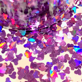Lavender Halo Curved Hearts 4mm Holographic Glitter Shapes-1/2 oz. Jar / Opaque / Nail Art