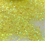 Limoncello Mist Iridescent Chunky to Fine Mix or Extra-Fine Glitter / Lemon Yellow / Translucent / 2 oz Bottle / Bright Sunny Yellow