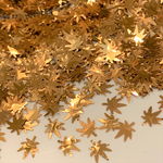 MIDAS TOUCH Ganja Leaf Glitter Shapes / 5mm Hemp GOLD Cannabis Pot Leaf / Black Light UV Visible / Marijuana Weed Sequins