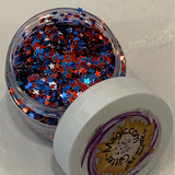 5-Point Stars Glitter Mix - Red White Blue Patriotic / 1/2 oz Jar / 3mm Stars