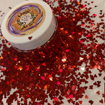Red Hot Curved Hearts 4mm Holographic Glitter Shapes-1/2 oz. Jar / Opaque / Nail Art