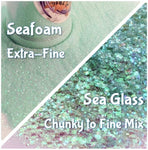 Sea Glass Chunky to Fine Mix or Seafoam Extra-Fine Glitter / Iridescent Translucent / Beach Ocean / Vacation Memento / Seafoam Green / Resin Art