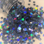 SKY HIGH Blue HOLO Hemp Leaf Glitter Shapes / 5mm Cannabis Pot Leaf / Rave Party/ Holographic Marijuana Weed / Ganja Sequins