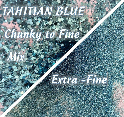 TAHITIAN BLUE Extra-Fine or Chunky to Fine Glitter Mix / Beautiful Ocean Color / Tropical Blue / Sea Salt Life / Opaque / Choose One or Both