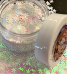 Silver Holo or White Iridescent Snowflakes 6mm Glitter Shapes / 1/2 oz. jar / Storyboard Tumblers/ Winter Crafts / Nail Art / Scrapbooking / Snow Globes