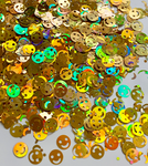 Smiley Face Emoji Gold Holographic - Glitter Shapes / 6mm / Glitter Tumbler  / Retro / Happy Face