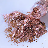 Rose Gold Chunky to Fine Glitter Mix / 2 oz Shaker Bottle / Nail Art Crafts / Bridesmaid Gifts