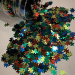 Autism Awareness #2 Puzzle Piece Glitter/ 1/2 ounce Jar / Crafts/ Scrapbooking/Red Blue Green Lime-Yellow / UV Black Light Visible