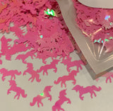 Pink Full-Body Unicorn Iridescent 15mm Glitter Shapes / Fantasy Storyboard / Parties/Nail Art / Kids' Crafts / Scrapbooking