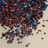 5-Point Stars Glitter Mix - Red White Blue Patriotic / 1/2 oz Jar / 3mm Stars