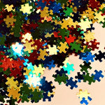 Autism Awareness #1 Puzzle Piece Glitter/ 1/2 ounce jar / Scrapbooking/ Red Blue Green Yellow/ Black Light Visible