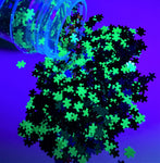 Autism Awareness #2 Puzzle Piece Glitter/ 1/2 ounce Jar / Crafts/ Scrapbooking/Red Blue Green Lime-Yellow / UV Black Light Visible