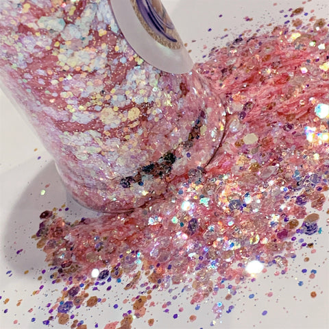Sugar Doll Baby Pink Iridescent Glitter Mix - 1.75 oz Bottle Chunky to Fine/Pink Color Shift /Glitter Tumbler / DIY Ornaments / Gifts
