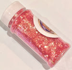 Rich Pink Iridescent Chunky to Fine Glitter Mix/ Translucent Pink color shift / 2 oz Bottle /Vivid Pink Under Black Light