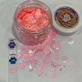 Pink Paws Iridescent Glitter / 1/2 oz. Jar / UV Glow / Nail Art Crafts / Animal Kindness / Teaching Aid /Storyboard Tumbler