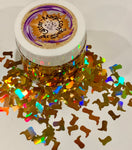 Gold Holo Kicks - Holographic Cowboy Boots Glitter/ 1/2 ounce Jar / Nail Art / High Steppers /Crafts / Scrapbooking / Super High Flash /