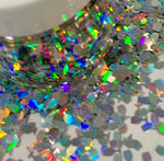 SILVER HOLO Wine Glass Glitter Shapes / 5mm Holographic  / 1/2 ounce Jar / Chalice Goblet / Nail Art