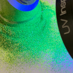 Lime Green Fine Glitter / 2.25 oz Bottle / Grinch Ornaments / Glitter Tumbler / Glows Under UV Black Light