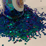 Dragon Sweat Color Shift Glitter / Jumbo Dragon Scales Design / Chameleon Green to Blue / 2 oz Shaker Bottle