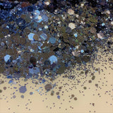 Ceylon Sapphire Chunky Hex Mix Glitter / Beautiful Deep Blue-Gray / 2 oz Shaker Bottle