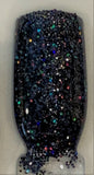 ARCTIC NIGHTS Fine Black HOLOGRAPHIC Glitter / 2.25 oz Shaker Bottle / Beautiful High Flash Holo Colors/ Aurora Borealis / Galaxy