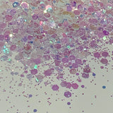 Opal Mist Rose to Lavender Shift Chunky to Fine Glitter Mix / 1.75 oz. Translucent / Ocean / Storyboard / Snow Winter White