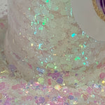 Opal Mist Rose to Lavender Shift Chunky to Fine Glitter Mix / 1.75 oz. Translucent / Ocean / Storyboard / Snow Winter White