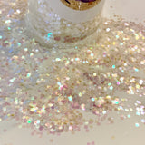 Opal Mist Cream Shift Chunky to Fine Glitter Mix / 2 oz. Translucent / Ocean Waves/ Storyboard / Snow Winter White