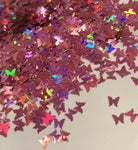 SASSY PINK HOLO Butterflies - 4mm Glitter Shapes / 1/2 oz. Jar / Opaque / Holographic Nail Art / Summer Tumblers