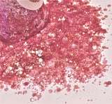 Rich Pink Iridescent Chunky to Fine Glitter Mix/ Translucent Pink color shift / 2 oz Bottle /Vivid Pink Under Black Light