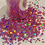 Sassy Pink Holographic Glitter Mix - Chunky to Fine / Opaque / Fabulous Rainbow Flash / Glitter Tumbler /Soft Under Black Light