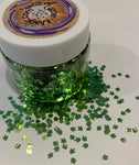 Green Dino Tracks Glitter / 3mm Shapes / 1/2 oz Jar / Nail Art / Dinosaur Prints / Teaching Aid