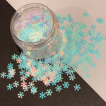 White Snowflakes 8mm Iridescent Glitter Shapes / 1/3 oz. Jar