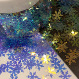 Blue Flash Snowflakes 8mm Iridescent Glitter Shapes / 1/3 oz. Jar / Storyboard Tumblers/ Winter Crafts / Scrapbooking / Snow Globes / Coasterss