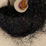 ARCTIC NIGHTS Fine Black HOLOGRAPHIC Glitter / 2.25 oz Shaker Bottle / Beautiful High Flash Holo Colors/ Aurora Borealis / Galaxy